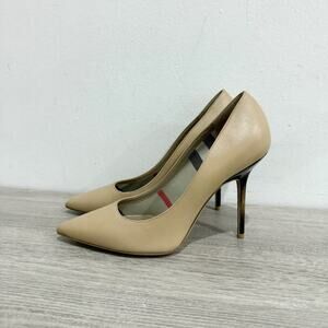Burberry Leather Pointed Toe Amber Stilettos Heel Pumps Beige Women's Size EU 37